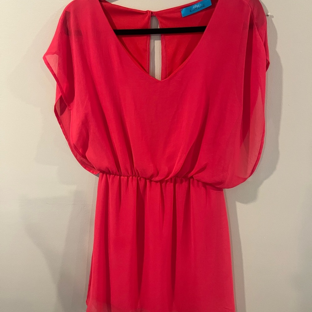 Vibrant Coral Sheer Dress Size Small
